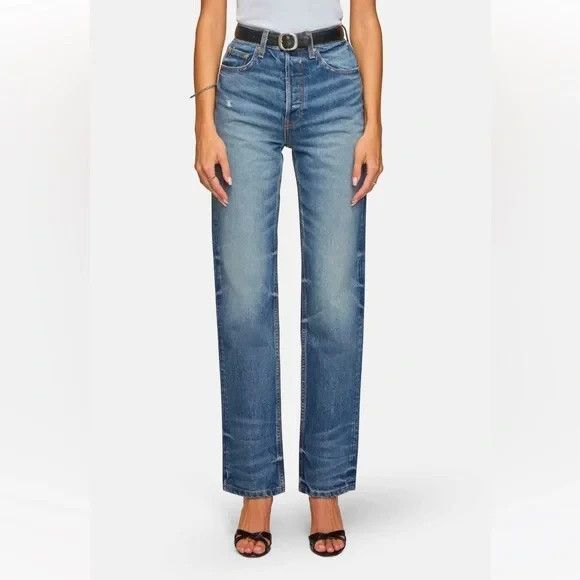 EB Denim Denim - EB Denim women High Rise Straight Jeans size 23 Tommy Wash Button Fly 32" inseam